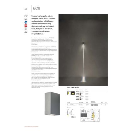 Redo 90416 - LED vägglampa för utomhusbruk ACE LED/3,36W/230V 4000K IP54 grå