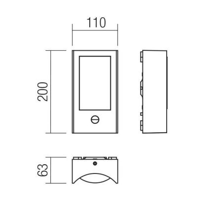 Redo 90486 - LED Utomhus vägglampa med sensor WARP LED/8W/230V 3000K IP44 antracit