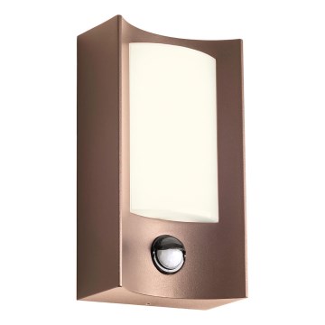 Redo 90487 - LED Utomhus vägglampa med sensor WARP LED/8W/230V 3000K IP44 brun