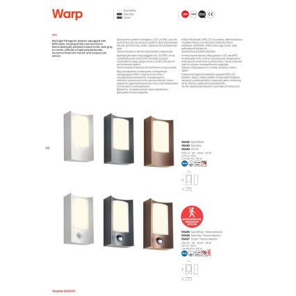 Redo 90487 - LED Utomhus vägglampa med sensor WARP LED/8W/230V 3000K IP44 brun