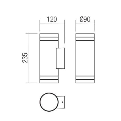 Redo 90518 - Vägglampa för utomhusbruk CARGO 2xGU10/28W/230V IP54 antracit