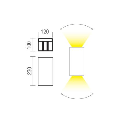 Redo 90552 - LED utomhusvägglampa VARY 2xLED/10W/230V 3000K IP54 vit