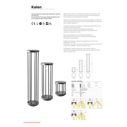 Redo 90579 - LED utomhuslampa KALEN LED/8W/230V 3000K 75 cm IP65 antracit