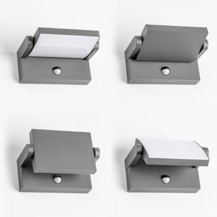 Redo 90587 - LED-utomhusvägglampa med sensor FLIP LED/20W/230V 3000K Ra 90 IP54 antracit