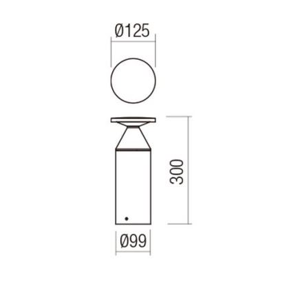 Redo 90589 - BIRO LED-utomhuslampa, 12 W, 230 V, 3000 K, 30 cm, Ra 90, IP65, antracit