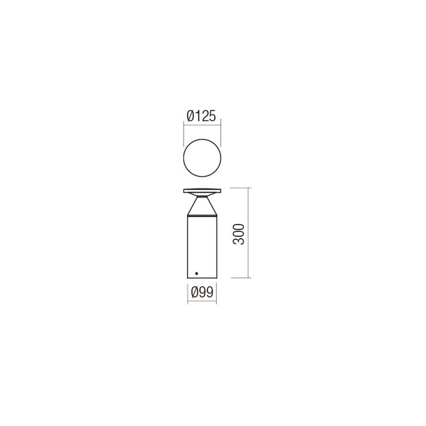 Redo 90589 - BIRO LED-utomhuslampa, 12 W, 230 V, 3000 K, 30 cm, Ra 90, IP65, antracit