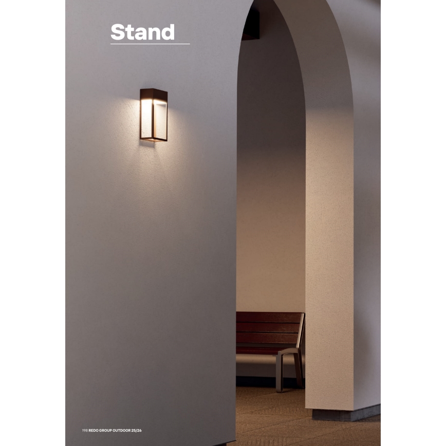Redo 90604 - STAND LED utomhusväggarmatur 20W/230V, 3000K, CRI 90, IP65, brun