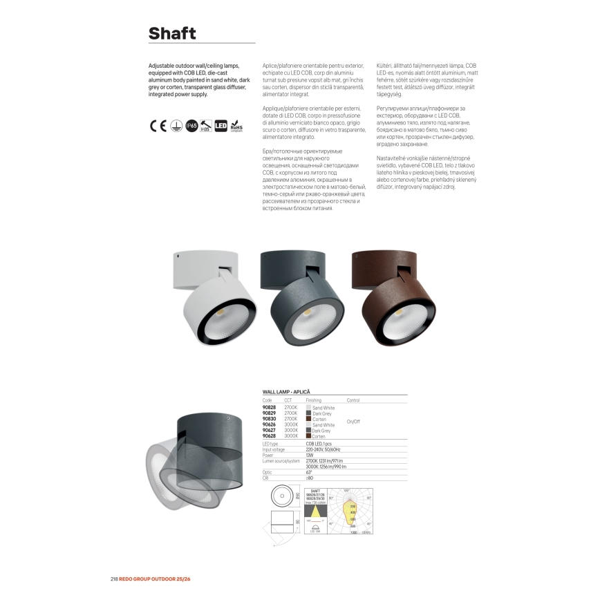 Redo 90628 - LED utomhusspot SHAFT LED/13W/230V 3000K Ø 9 cm IP65 brun
