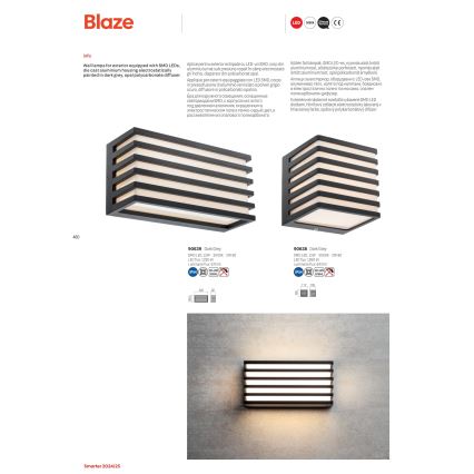 Redo 90639 - LED vägglampa för utomhusbruk BLAZE LED/12W/230V 3000K IP54 antracit