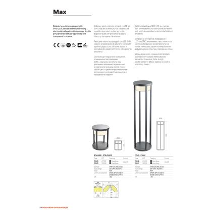 Redo 90676 - MAX utomhuslampa LED/15W/230V 2700K 80 cm IP65 antracit