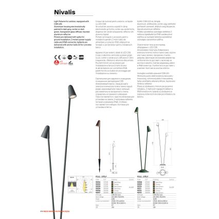 Redo 90711 - LED-utomhuslampa NIVALIS 2xLED/6,9W/230V 3000K 110 cm IP65 antracit