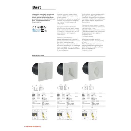Redo 91199 - LED utomhusorienteringsarmatur BAST LED/2,5W/230V 3000K CRI 90 IP65 grå