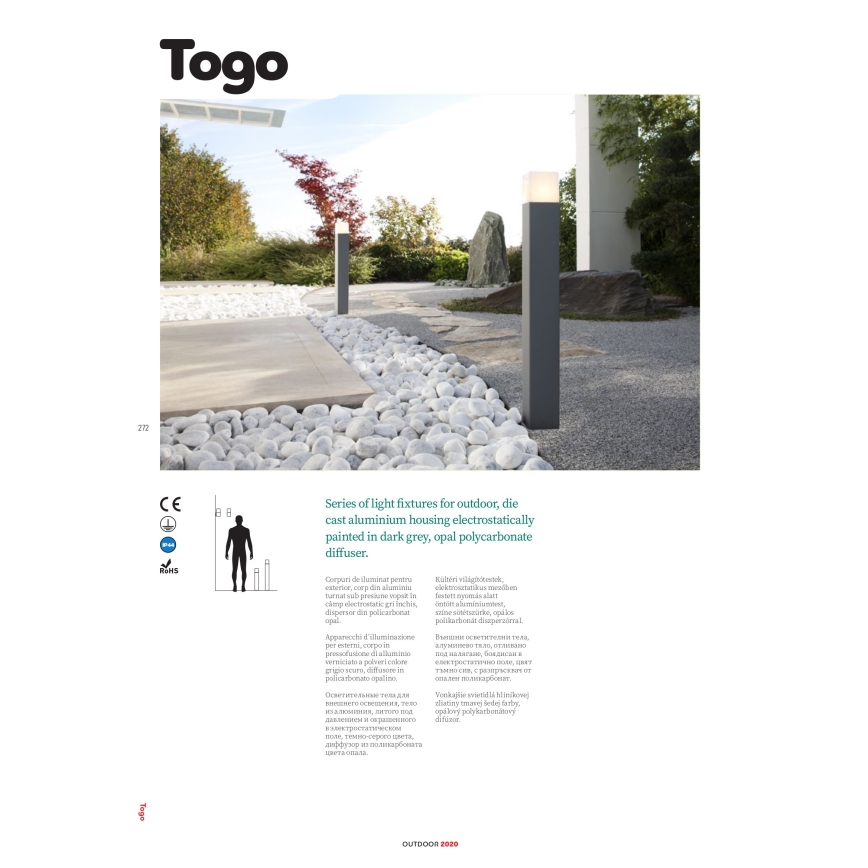 redo 9265 - Utomhus Väggbelysning TOGO 1xE27/13W/230V IP44