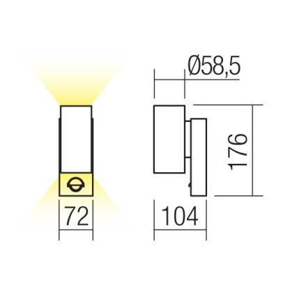 Redo 9455 - LED utomhusvägglampa med sensor VINCE 2xLED/3W/230V IP54 brun