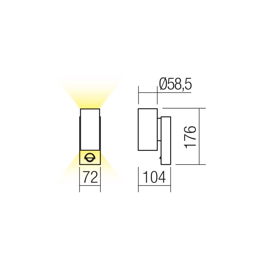 Redo 9455 - LED Utomhus vägglampa med sensor VINCE 2xLED/3W/230V IP54 brun