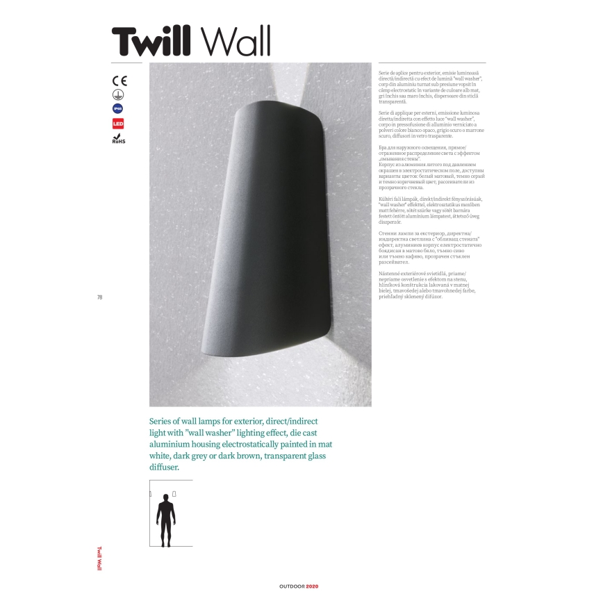 Redo 9536 - LED väggarmatur för utomhusbruk TWILL LED/11W/230V IP65