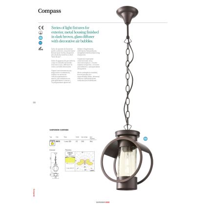 redo 9573 - Utomhuslampa COMPASS 1xE27/42W/230V IP33