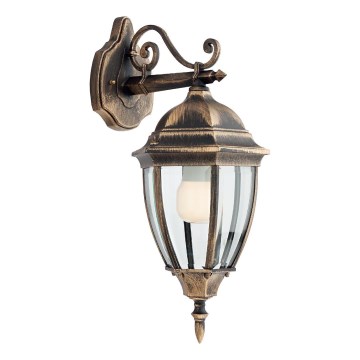 Redo 9605 - Vägglampa för utomhusbruk SEVILLA 1xE27/42W/230V IP44 guld/patina