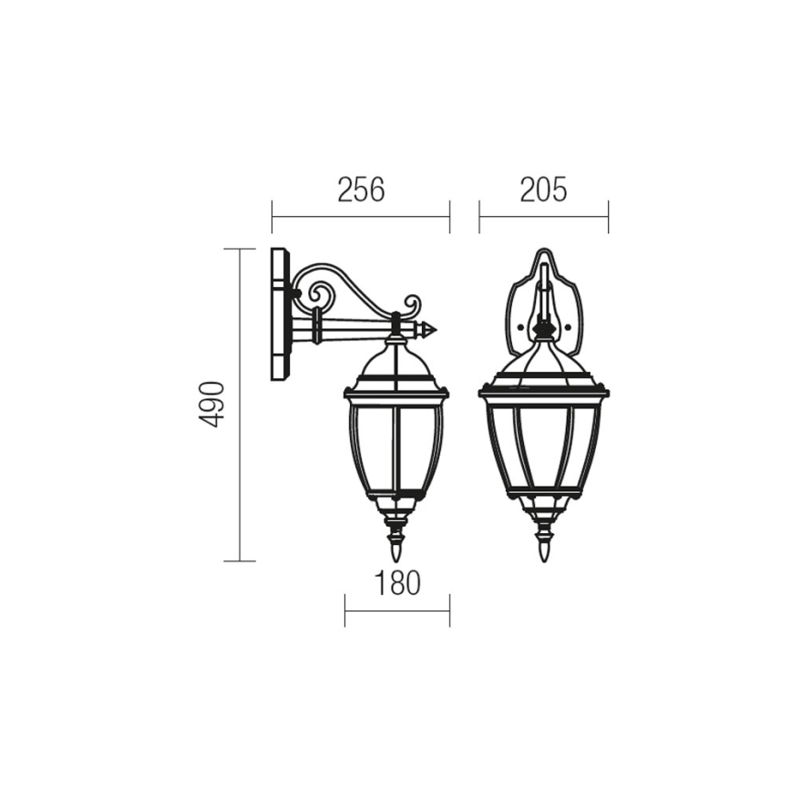 Redo 9605 - Vägglampa för utomhusbruk SEVILLA 1xE27/42W/230V IP44 guld/patina
