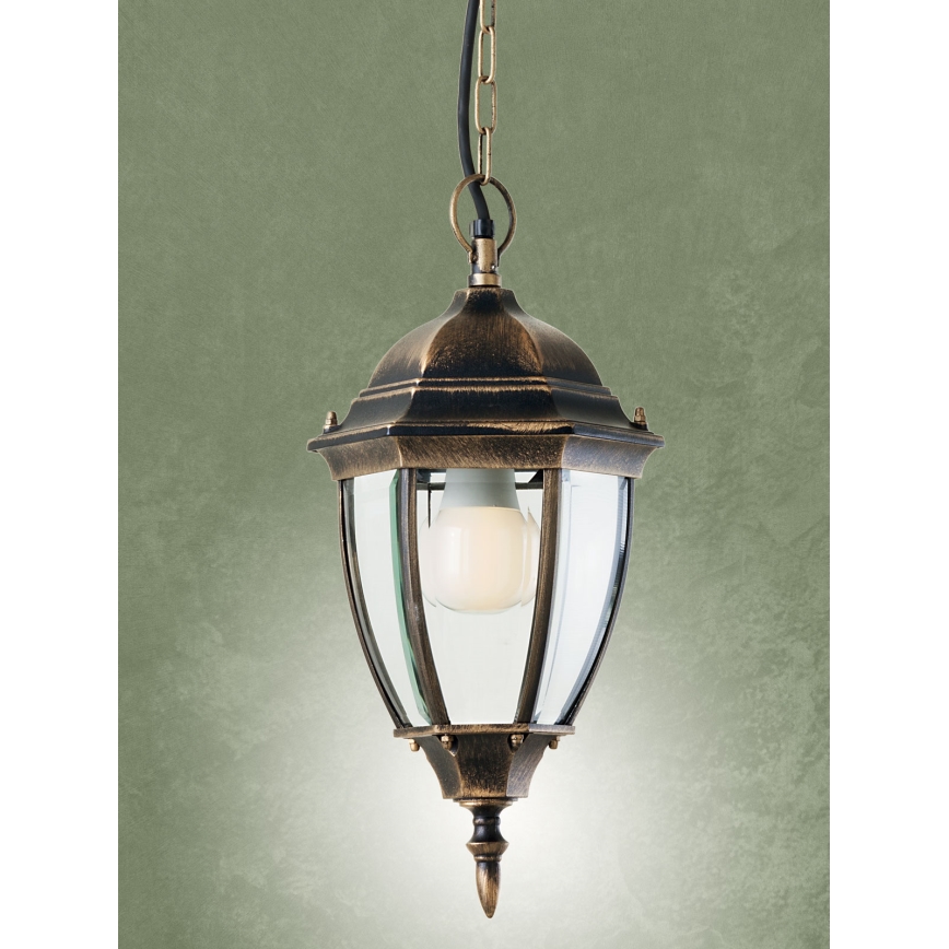 Redo 9607 - Utomhus ljuskrona på kedja SEVILLA 1xE27/42W/230V IP44 guld/patina