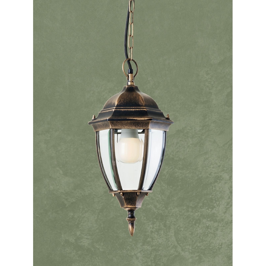 Redo 9607 - Utomhus ljuskrona på kedja SEVILLA 1xE27/42W/230V IP44 guld/patina