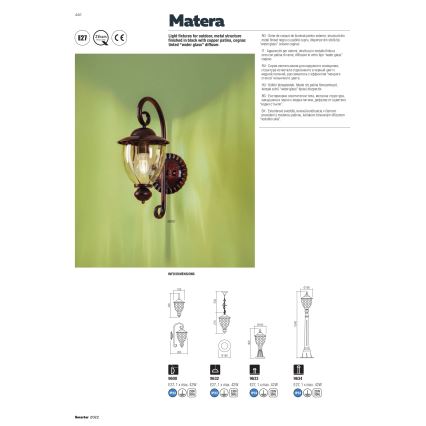 redo 9634 - Utomhuslampa MATERA 1xE27/42W/230V IP33