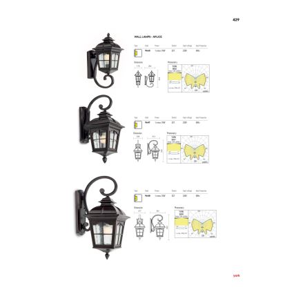 Redo 9648 - Utomhusvägglampa YORK 1xE27/70W/230V IP44 brun