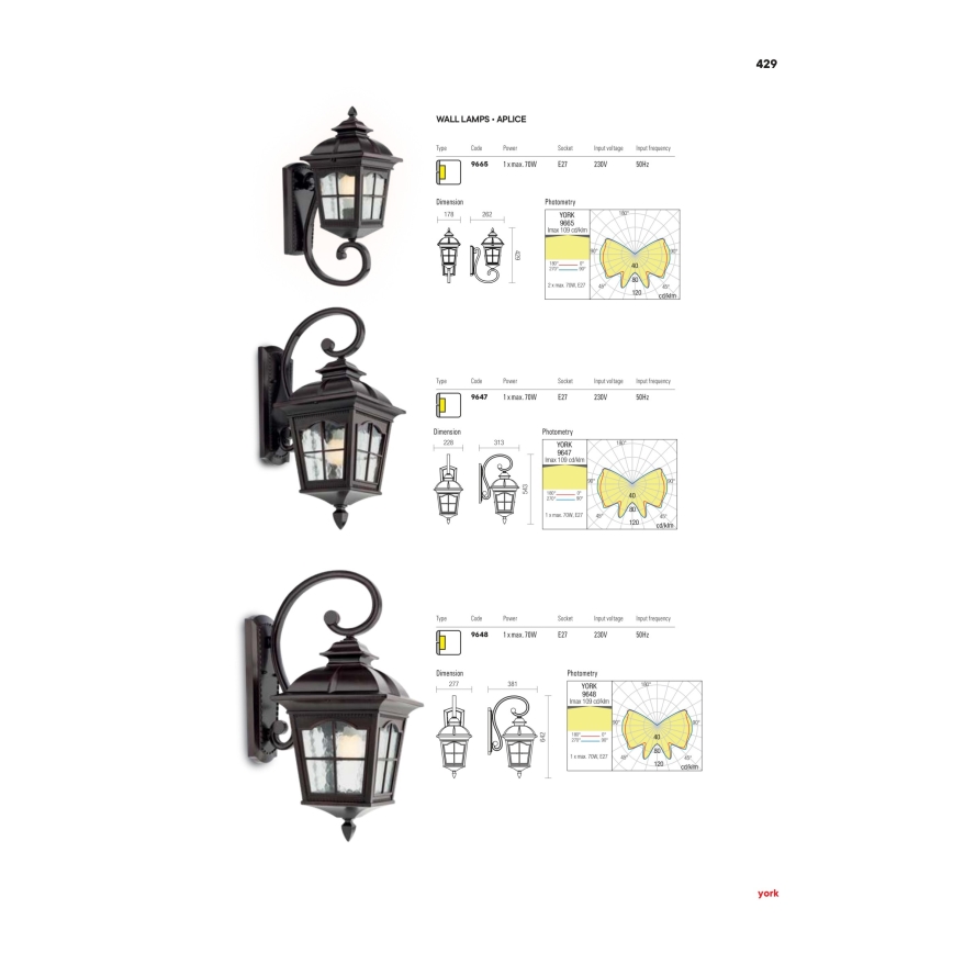 Redo 9648 - Utomhusvägglampa YORK 1xE27/70W/230V IP44 brun