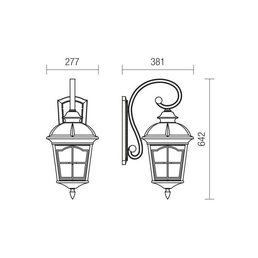 Redo 9648 - Utomhusvägglampa YORK 1xE27/70W/230V IP44 brun