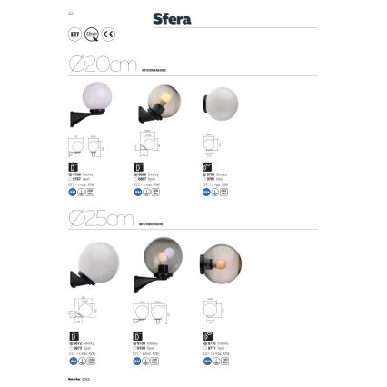 Redo 9761 - Reservskärm för utomhusbelysning SFERA Ø 20 cm IP44 vit