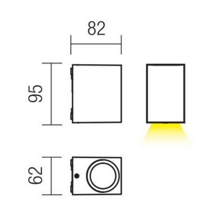 Redo 9907 - LED vägglampa för utomhusbruk BEAM LED/5W/230V IP54