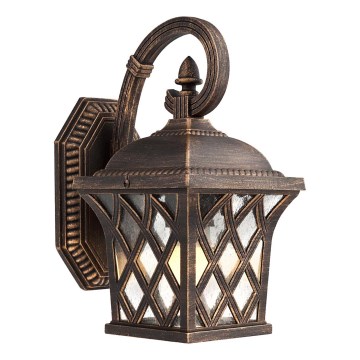 Redo 9951 - Vägglampa för utomhusbruk BREMEN 1xE27/42W/230V IP23 guld/patina