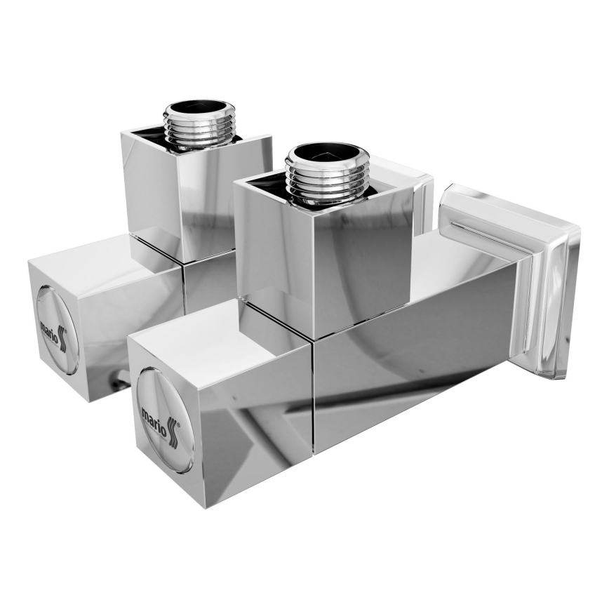 Reglerbar hörnventil fyrkantig 2 st blank krom