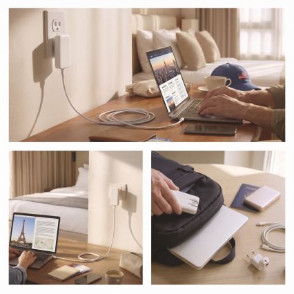 Reseadapter med utbytbara USB-kontakter GaN 100-250V