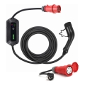 Reseladdningsstation för elbilar EV/PHEV AC Typ 2 16A/400V 11kW IP55 7m + adapter 230V 3,7kW + låda