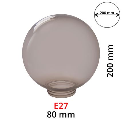 Reservglas till vägglampa i rökfärgat glas för E27-armaturer med diameter 20 cm