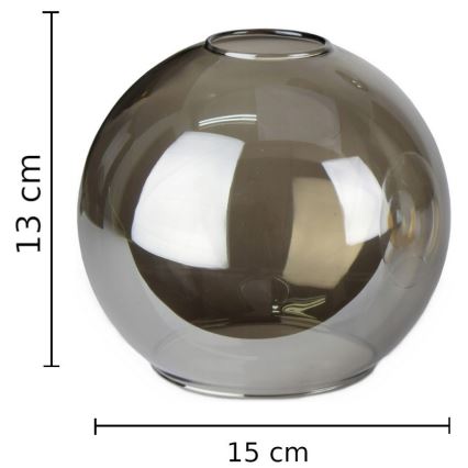 Reservglas till taklampan LACRIMA SMOKY E27, Ø 15 cm, svart rökfärgad