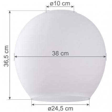 Reservglas till taklampa KULA E27 Ø 38 cm, vit/klarglas