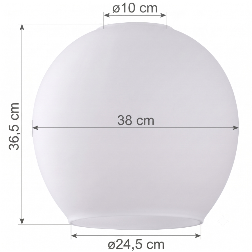 Reservglas till taklampa KULA E27 Ø 38 cm, vit/klarglas