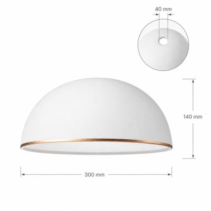 Reservglas till taklampa RETRO, ANTICO E27 Ø 30 cm vit/brons
