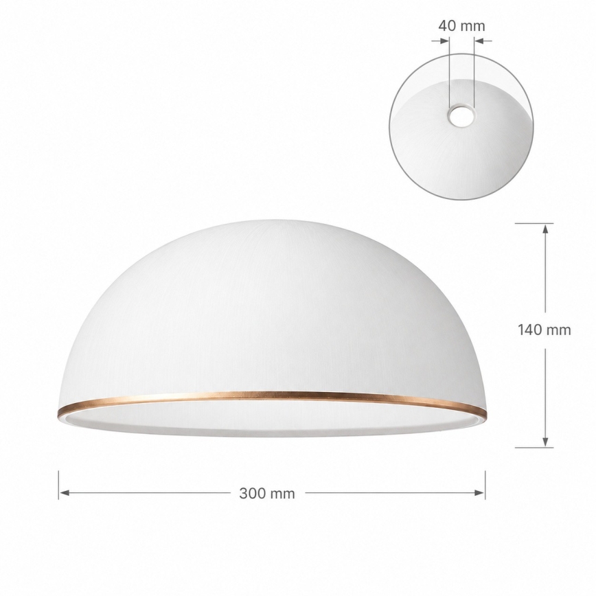 Reservglas till taklampa RETRO, ANTICO E27 Ø 30 cm vit/brons