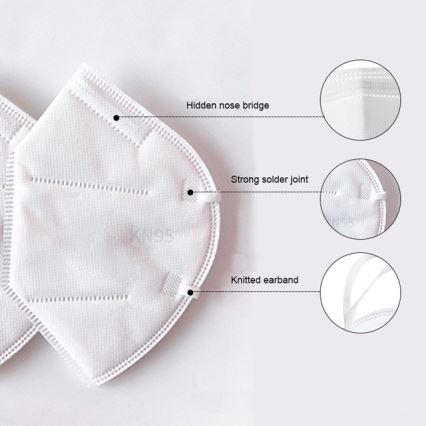 Respirator 5 lager med en utandningsventil KN95 (FFP2), Bilbon fiber