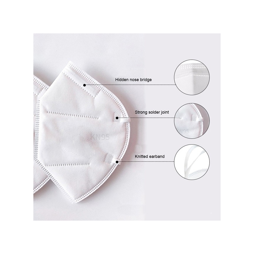 Respirator 5 lager med en utandningsventil KN95 (FFP2), Bilbon fiber