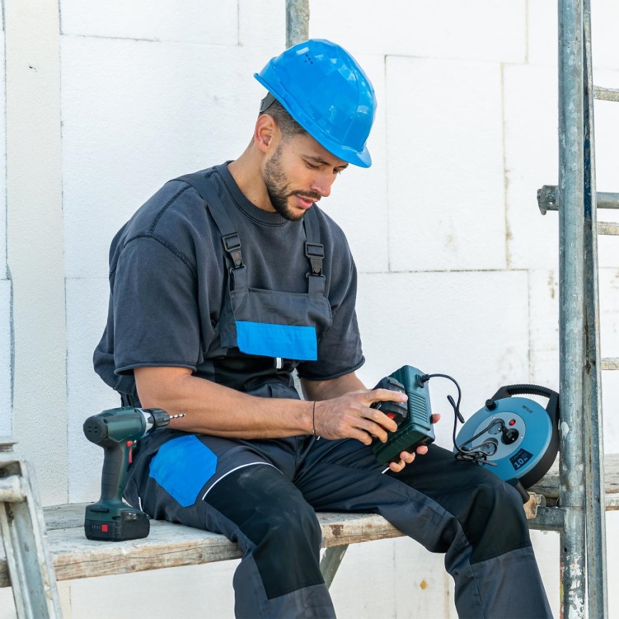 Retlux - Förlängningskabel på kabeltrumma 3 uttag Typ E 10m blå/svart