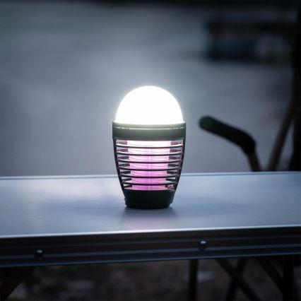 Retlux - LED bärbar uppladdningsbar lampa med insektsfälla LED/5W/1800 mAh IP44 svart