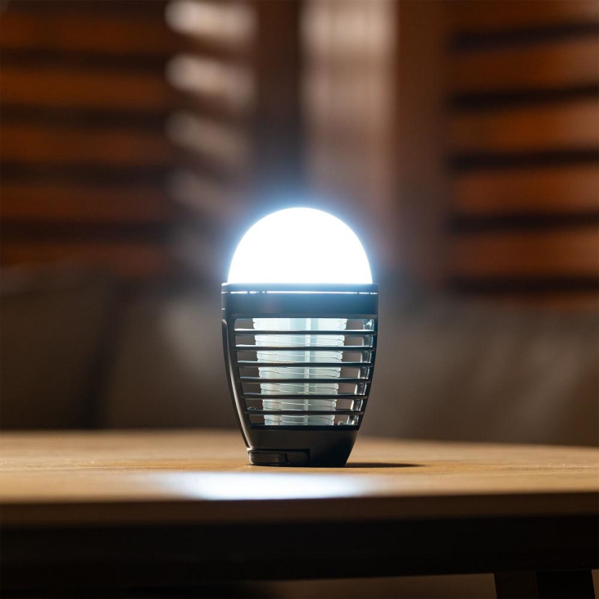 Retlux - LED bärbar uppladdningsbar lampa med insektsfälla LED/5W/1800 mAh IP44 svart