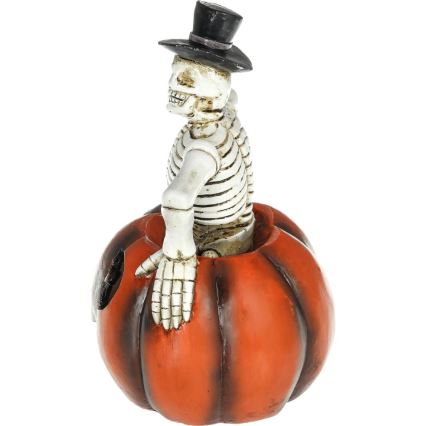 LED Dekoration HALLOWEEN LED/2xLR44/varm vit Skelett i pumpa harts