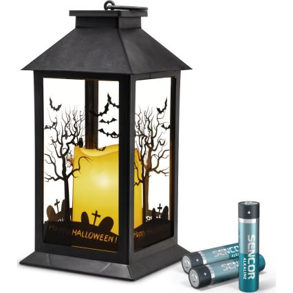 LED Dekoration HALLOWEEN LED/3xAAA/varm vit lykta