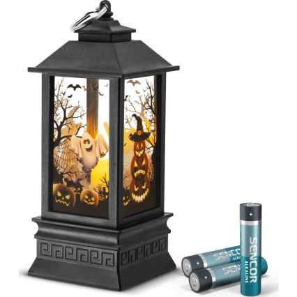 LED Dekoration HALLOWEEN LED/3xAAA/varm vit lykta med pumpor