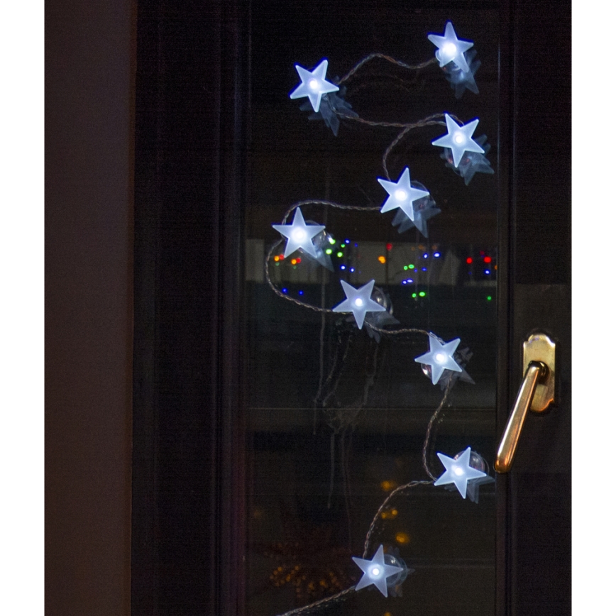 LED Dekorationskedja med sugproppar 10xLED/2xAA 1,8m kallvit